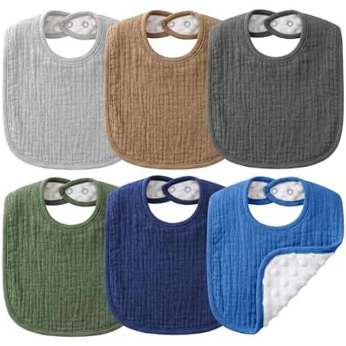 NISXABEBE Muslin Baby Bibs for Unisex Boys Girls, Cotton Drool Bibs, Adjustable Newborn Bibs for Drooling and Teething