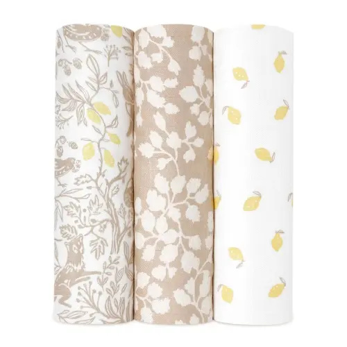 aden + anais Silky Soft Swaddle Blanket, Boutique Muslin Blankets for Girls & Boys, Baby Receiving Swaddles, Ideal Newborn & Infant Swaddling Set, Perfect Shower Gifts, 3 Pack, Natural Woodland