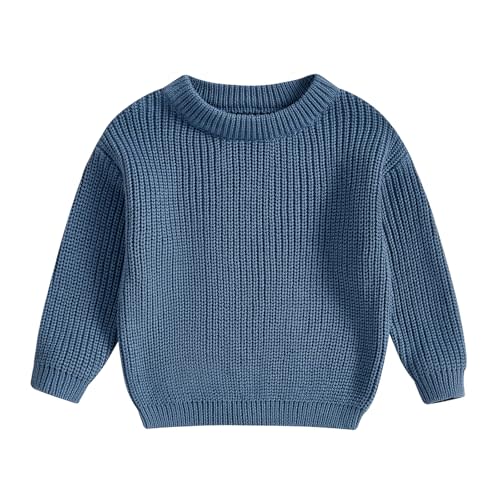 Qmlyev Newborn Toddler Baby Girl Boy Knit Sweater Round Neck Sweatshirt Long Sleeve Tops Pullover Fall Winter Clothes