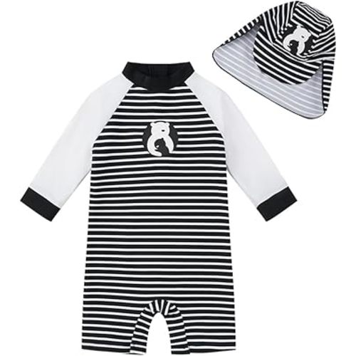 upandfast Baby/Toddler Swimsuit Sunsuit UPF 50+ Infant One Piece Bathing Suit with Sun Hat