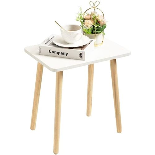 FORAOFUR Small Side Table, Modern Wood Mini Coffee Table, Easy Assembly Compact End Table for Living Room Bedroom Sofa, Minimalist White Accent Furniture for Small Spaces