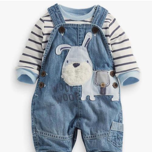 Cute Baby Boy Clothes Suit Toddler Boys' Striped long Sleeve T-Shirt+Denim Overalls Jumpsuit Pants Outfits Sets