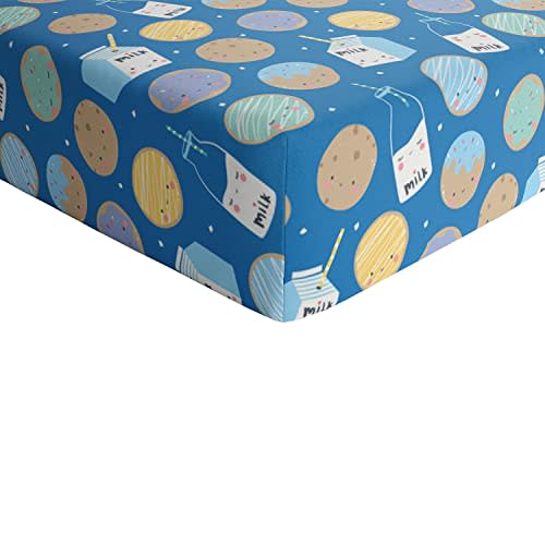 Little Sleepies Baby Crib Sheets, Buttery Soft Viscose from Bamboo Crib Sheets for Boys & Girls, Toddler Bed Sheet, Standard Crib Mattress Sheet, Super Stretchy & Elasticized (Blue Cookies & Milk)