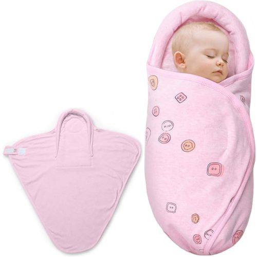 AUULA Couverture d'emmaillotage pour nouveau-nés, gigoteuse en coton pour bébés de 0 à 2 mois, lange pour garçon et fille (rose, taille S)