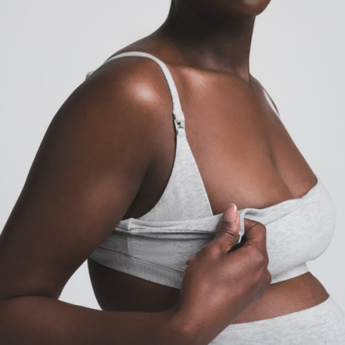 COTTON JERSEY MATERNITY NURSING SCOOP BRALETTE | LIGHT HEATHER GREY