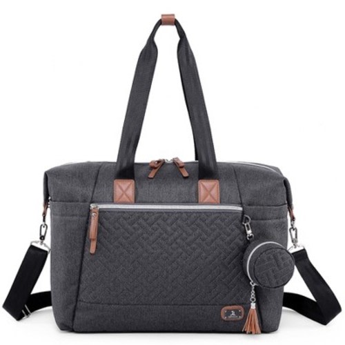 Dikaslon Diaper Bag Tote with Pacifier Case and Changing Pad Baby Bag for Boys and Girls, Color: Dark gray