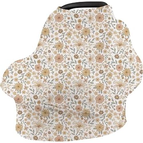 Konssy Baby Car Seat Covers- Multi-use Carseat Canopy for Babies, Stretchy Infant Carseat Cover Boy, Shower Gifts for Unisex Boys and Girls(Bouquet)