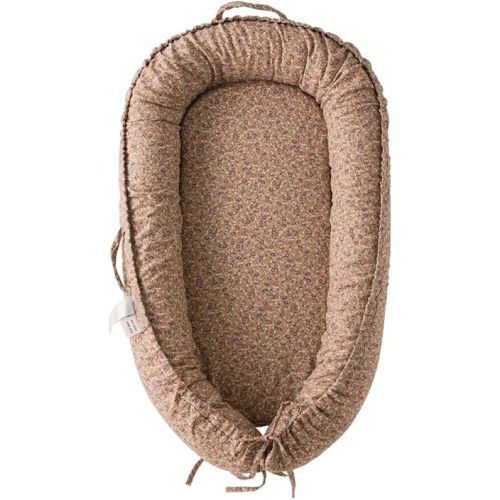 Infant Lounger, Baby Nest Cover for Baby Girls & Boys, Newborn Essentials for Baby 0-12 Months, 100% Cotton Breathable, Portable Travel Bed (Brown Blossom_, Cotton_Muslin)