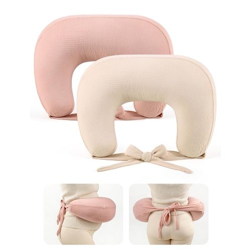 lulumoon Muslin Nursing Pillow Covers - 2-Pack Soft Cotton Slipcovers for Breastfeeding & Bottle-Feeding - Extension Strap for Snug Fit & No Sliding - Hidden Zipper Safety for Newborn Baby