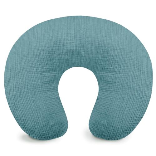 Hooyax Muslin Nursing Pillow Cover, Soft Breathable Feeding Slipcover for Breastfeeding Moms, Stretchy Removable Infant Pillow Cover for Boy and Girls (Blue)