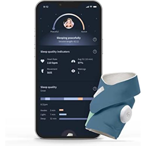 Owlet Dream Sock® - FDA-Cleared Smart Baby Monitor - Track Live Pulse (Heart) Rate, Oxygen In Infants - Receive Notifications - Bedtime Blue