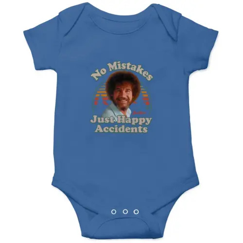 No Mistakes Just Happy Accidents B.ob Ro.ss Vintage Artist Onesies Kids's Short Sleeve Onesie 12M Royal sold by Moray Retaliatory | SKU 42600126 | Printerval
