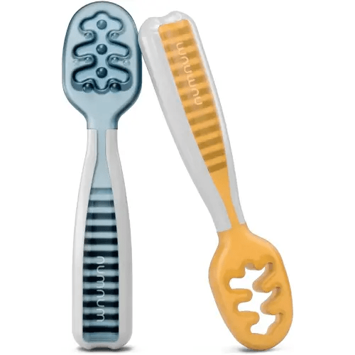NumNum Baby Spoons Set, Pre-Spoon GOOtensils for Kids Aged 6+ Months -  First Stage, Baby Led Weaning (BLW) Teething Spoon - Self Feeding, Silicone