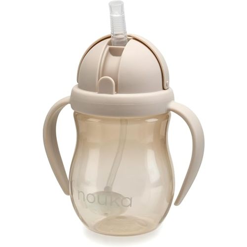 nouka Weighted Straw Cup with Click Top Lid | Leak Proof and Easy Grip | Soft Sand
