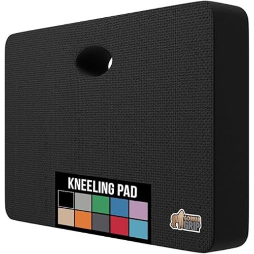GORILLA GRIP® Extra Thick Patent Pending Supportive Foam Kneeling Pad, Large Cushion Knee Pads for Gardening, Baby Bath Time, Dirt and Water Resistant, Workout and Garden Supplies, 17.5x11, Black