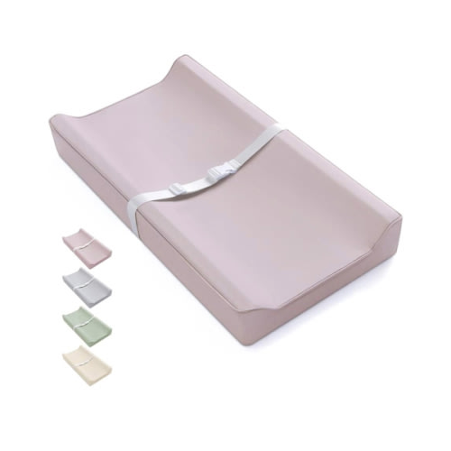 Blissful Diary Vegan Leather Baby Changing Pad with Waterproof & Wipe-Clean PU Cover, Standard Size Cozy Diaper Changing Pad for Dresser and Table, Taupe