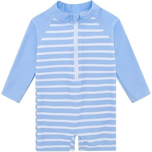 uideazone Baby Toddler Boys Girls Zipper Rash Guard Swimsuit UPF 50+ One Piece Beach Swimwear Bathing Suits 3-36 Months