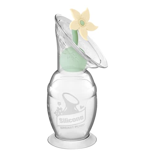 haakaa Manual Breast Pump with Flower Stopper Set, Gen.2 Silicone Hand Pump with Suction Base, BPA Free (5.4oz/150ml, Oat)