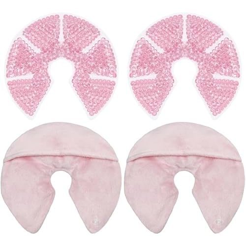 Hot/Cold Breast Gel Bead Ice Packs Breast Cooling/Heat Pads Relief for Breastfeeding, Nursing Pain, Mastitis, Engorgement, Swelling, Plugged Ducts | Boost Milk Let-Down & Production,2 Pack (Pink)