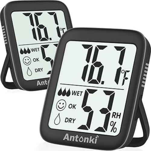 Antonki 2 Pack Room Thermometer for Home, Digital Temperature and Humidity Monitors, Indoor Hygrometer Sensor, Humidity Gauge, Humidity Meter for Baby Room, Terrarium, Incubator, Greenhouse