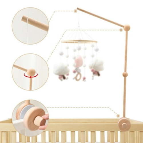 Crib Movable Arm, Secure Wood Grain Faux Crib Furniture Support For Crib Toys Accessories