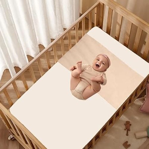 100% Mulberry Silk Crib Sleeve Sheet for Baby Hair, 22 Momme Silk Bassinet Slip for Baby Bald Spots, Soft and Safe Silk Cot Sleeve for Everyday Use (Champagne)
