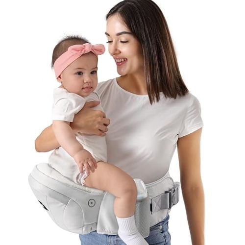 HKAI Baby Hip Carrier,Baby Carrier with Adjustable Waistband & Breathable Mesh, Ergonomic Carrier with Non-Slip Hip Seat Surface for Newborns & Toddlers (Black)