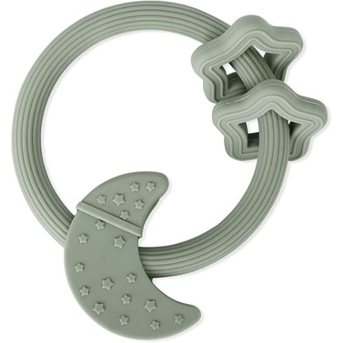 Silicone Baby Teething Toy, Silicone Baby Ring Teether for Babies 3 Months+, Raised Texture to Soothe Gums, BPA Free, Boys Girls Shower, Birthday, Christmas Gifts (Sage)