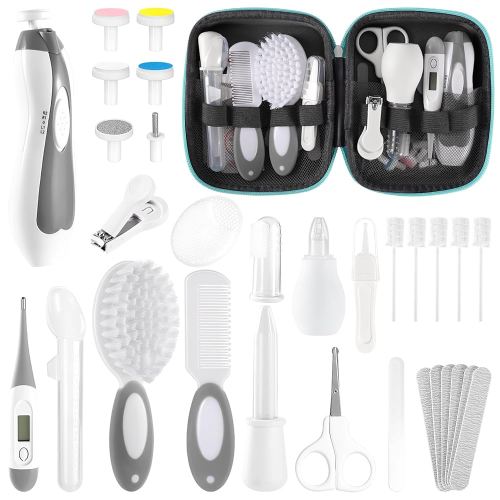 Baby Healthcare and Grooming Kit for Newborn Kids, 31PCS Upgraded Safety Baby Care Kit, Newborn Nursery Health Care Set, Baby Care Products (Grey White)