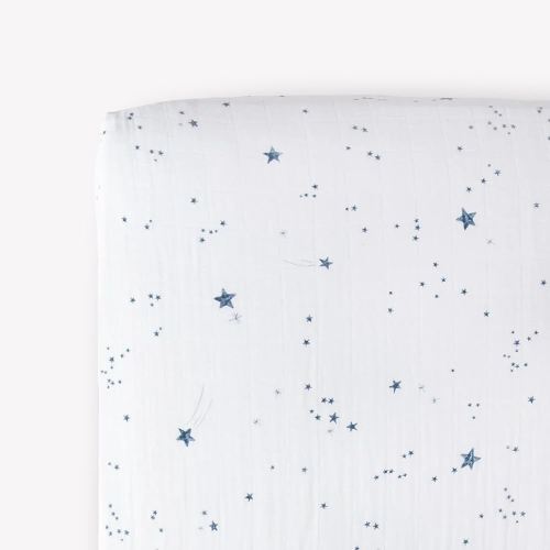 Little Unicorn Premium Crib Sheet | Breathable & Super-Soft Muslin Fabric (Shooting Stars)