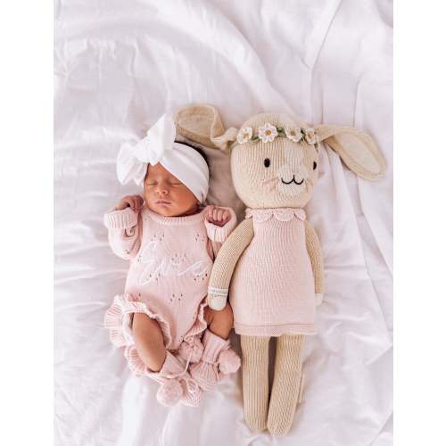POINTELLE FRILL ROMPER - BABY PINK
