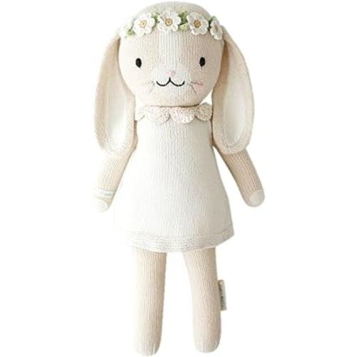 cuddle + kind Hannah The Bunny Ivory Little 13" Hand-Knit Doll – 1 Doll = 10 Meals, Fair Trade, Heirloom Quality, Handcrafted in Peru, 100% Cotton Yarn