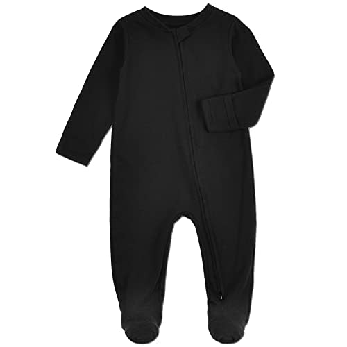 Aablexema Organic Cotton Baby Footie Pajamas with Mittens Newborn Soft Zip Sleeper