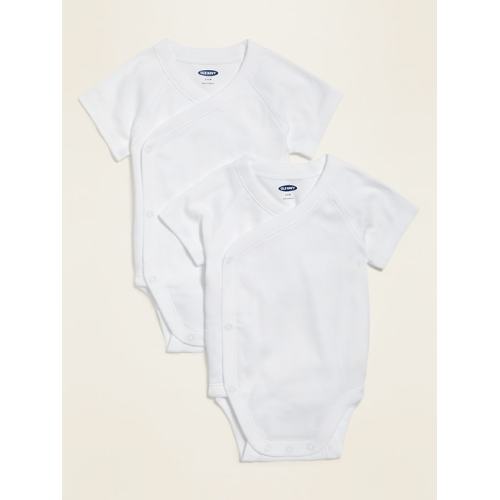 0-3 M: Unisex Kimono-Wrap Bodysuit 2-Pack for Baby in White Lilies