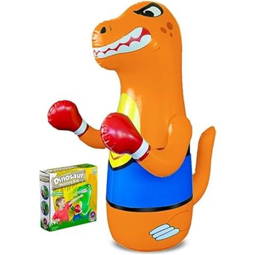 Inflatable Punching Bag for Kids - Bop Bag Inflatable Punching Toy - Inflatable Dinosaur with Instant Bounce Back Movement - Bottom Space Can Use Both Sand and Water (47” Height)