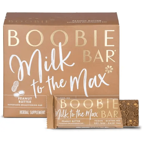 Boobie Bar Superfood Lactation Bars, Lactation Snacks for Breastfeeding to Increase Milk Supply, Fenugreek-Free, Gluten-Free, Dairy-Free, Vegan - Peanut Butter (1.7 Ounce Bars, 6 Count)