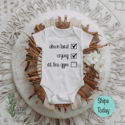 Down Bad Crying At the Gym, Swiftie, Taylor Swift, Cute Onesie, Baby Boy Onesie, Baby Girl Onesie, Baby shower Gift