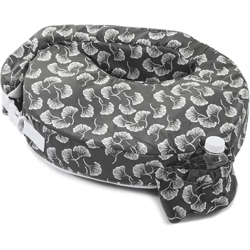 My Brest Friend Original Nursing Pillow Enhanced Ergonomics Essential Breastfeeding Pillow Support For Mom & Baby W/ Convenient Side Pocket, Double Straps & Slipcover, Grey Flowing Fans