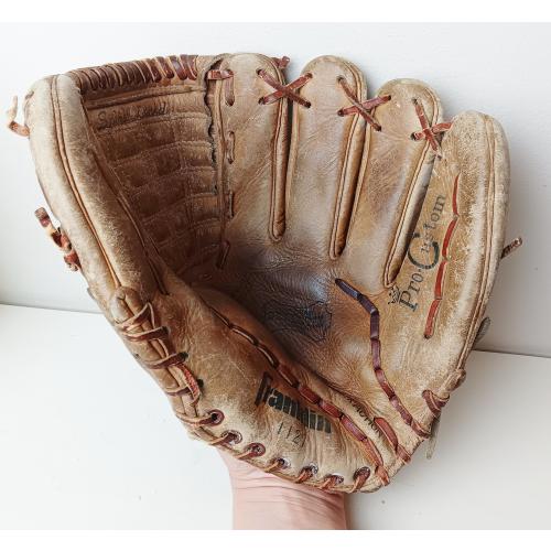 Vintage Leather Baseball Mitt Glove with Aged Patina Mid Century Franklin