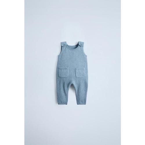 COTTON SILK KNIT OVERALLS - Blue marl | ZARA United States