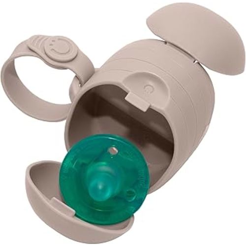 Ubbi On-The-Go Dual Pacifier Holder, Keep's Baby's Binkies Clean and Accessible, Portable for Travel, Diaper Bag Accessory Must Have for Newborns, Taupe