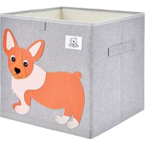 CLCROBD Foldable Animal Cube Storage Bins Fabric Toy Box/Chest/Organizer for Toddler/Kids Nursery, Playroom, 13 inch (Dog)