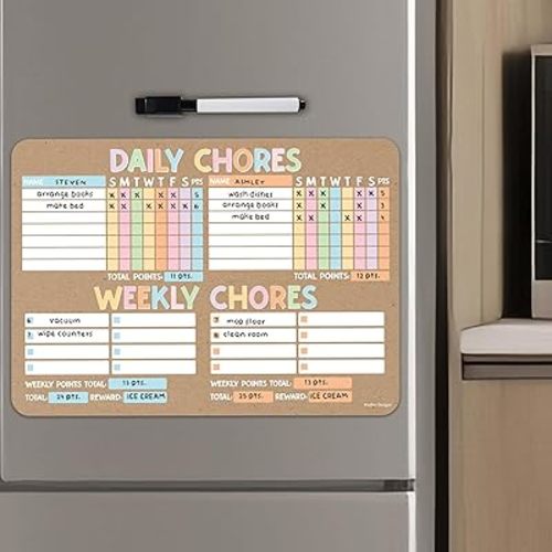Magnetic Chore Chart for Kids – Reward System for Kids, Dry Erase Chore Chart for Adults, Colorful Kraft Responsibility Board for Family