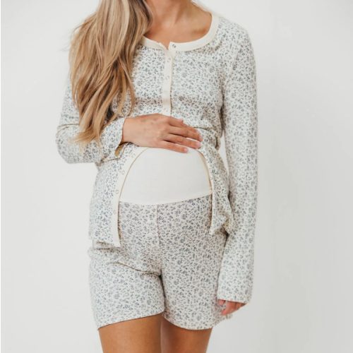 Rori Maternity Pajama Set in Ivory - Bump Friendly