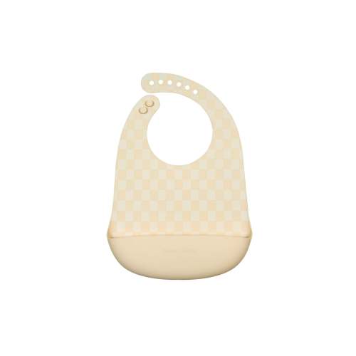 Neutral Checkerboard Silicone Bib