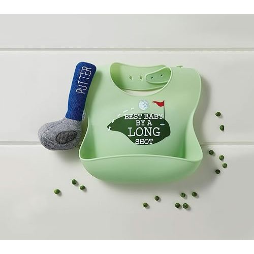 Mud Pie Silicone Baby Golf Bib Set with Golf Putter Rattle