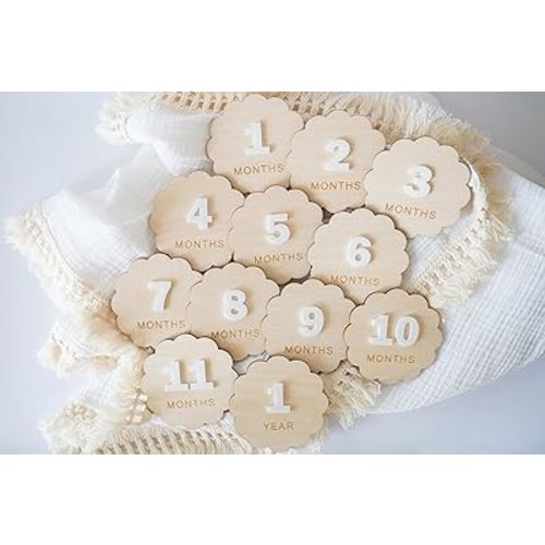 FELIXTA Monthly Milestone Wooden Sign, Baby Milestone Cards, Newborn Photo Prop, Wooden Milestone Cards, Monthly Milestone Wood Discs (017)