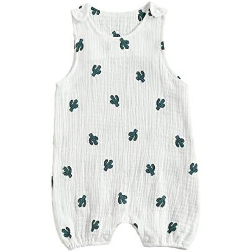 MoZiKQin Infant Baby Girl Boy Cotton Linen Romper Sleeveless Cute Print Bodysuit Jumpsuit Playsuit Summer Outfit Clothes
