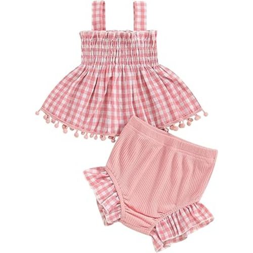 Newborn Baby Girl Clothes Cutout Pleated Tank Top Stretch Ruffle Shorts Set Summer Outfits Cute Infant Clothes