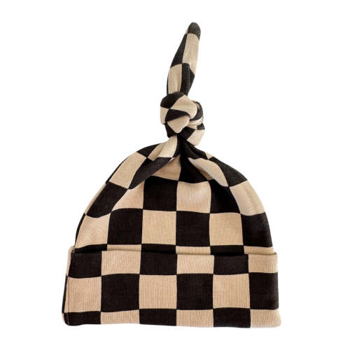 Tiramisu/Black Checkerboard / Organic Beanie
